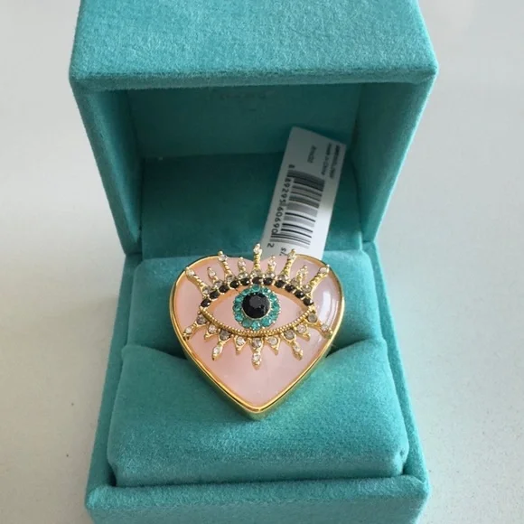 NWT Kurt Geiger Evil Eye Heart Cocktail Ring Size 8 - Picture 4 of 7